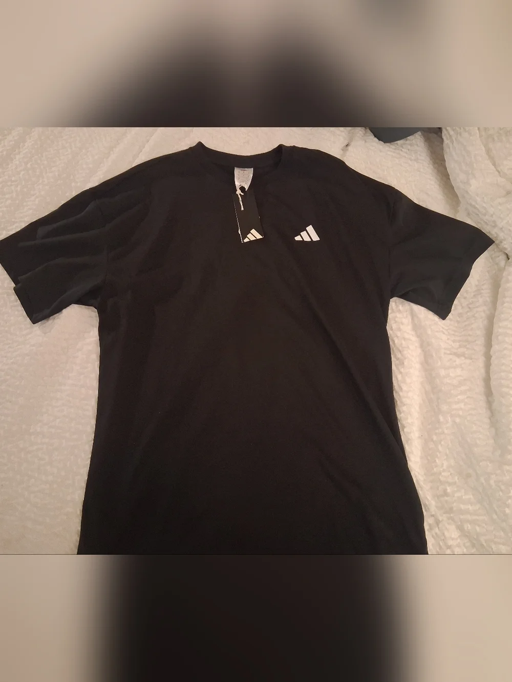 adidas Black Short Sleeve Tee with Small White Logo